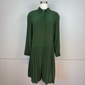 MaxMara Studio NWT Nyssa Shift Slip Dress Sz 6 Silk Green Midi Luxury Rhinestone